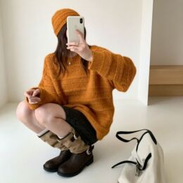 YS Lazy Style Soft and Cozy Pullover Knit Sweater Women 2026 Autumn/Winter New Fashion Slimming Versatile Sweater Elegant Top